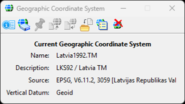 Geographic coodinate system” dialoga logs